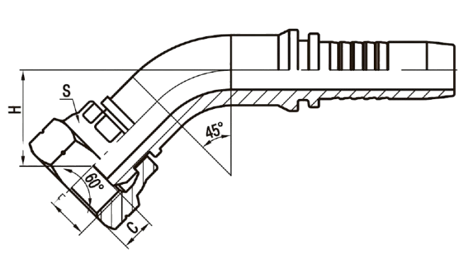 22641 45°BSP FEMALE 60° CONE ISO 8434-6 BS 5200 - 22641