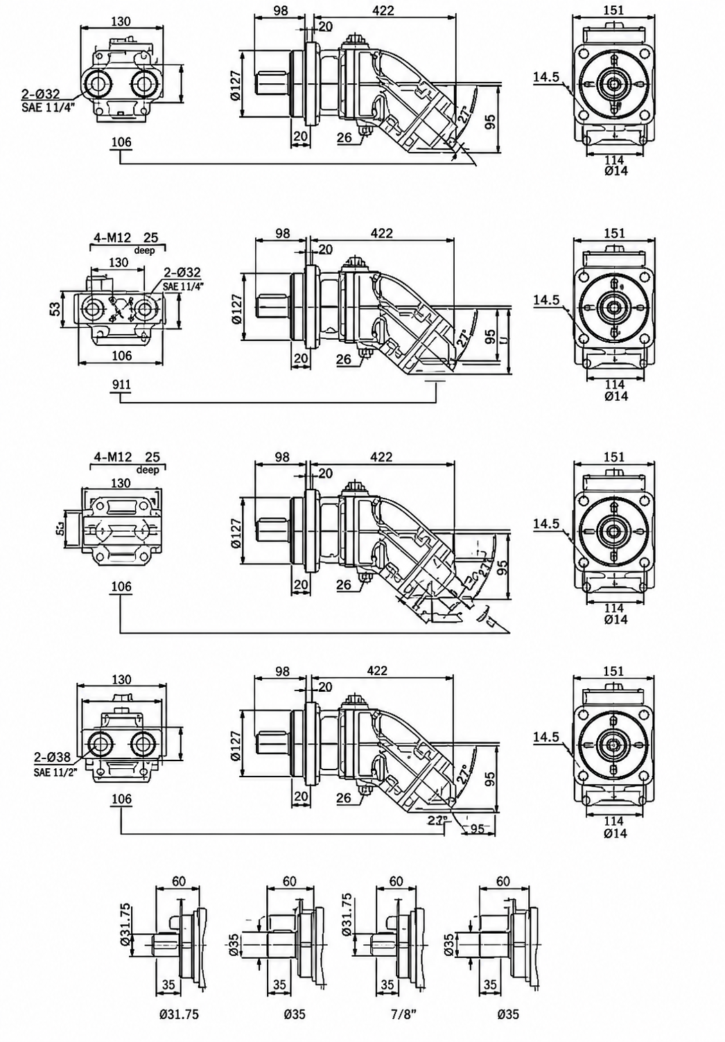 Torque THPM-010-130 ISO dimensional data diagram